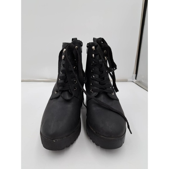 Seven7 Flatiron platform ankle inside zippers lace up ridged lug sole boot 9 - Picture 3 of 8